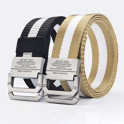 Lässiger Canvas Doppel D-Ring Gürtel Für Herren Damen Mode Gewebtes Taillenband Outdoor Sport Student Arbeitskleidung Gürtel