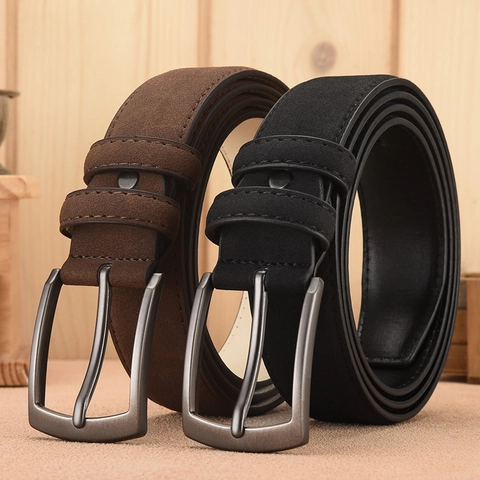 Cintura Da Uomo In Pelle Scamosciata PU Fibbia Ad Ardiglione In Lega Business Casual Finitura Opaca Accessorio Moda Versatile