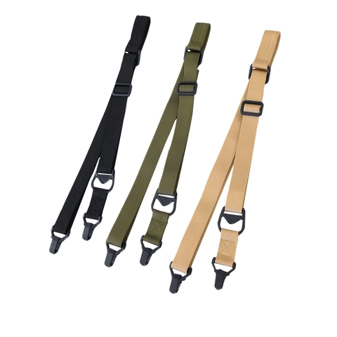 Adjustable Two Point Tactical Mission Sling For Outdoor Training Durable Nylon Webbing Mission Rope With Quick Release Hooks