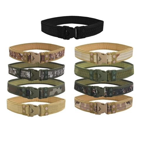 Tactical Belt For Men Outdoor Military Camouflage Oxford Cloth Waist Belt With Quick Release Plastic Buckle Durable Adjustable Belt