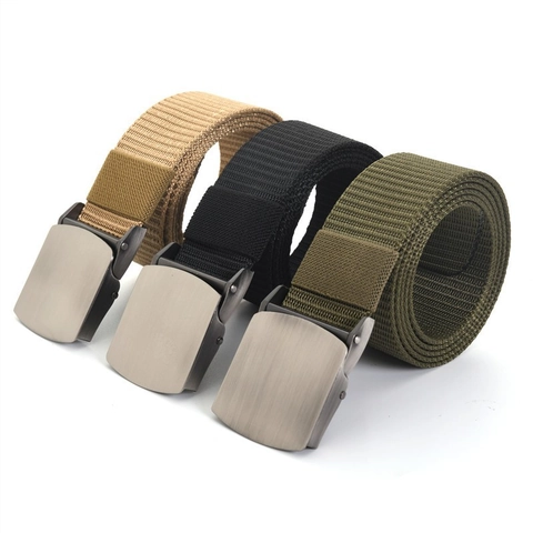 Tactical Nylon Woven Belt With Alloy Buckle Outdoor Casual Braided Waistband Adjustable Webbing Belt For Men Women