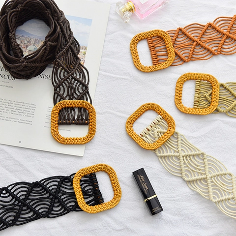 Boho Vintage Gewebter Hüftgürtel Für Damen Ethno-Stil Handgefertigter Segeltuch Wachsseil Gürtel Mode Dekorativer Gürtel