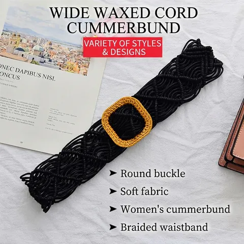 Boho Vintage Gewebter Hüftgürtel Für Damen Ethno-Stil Handgefertigter Segeltuch Wachsseil Gürtel Mode Dekorativer Gürtel