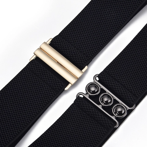 Women Wide Elastic Waist Belt Leopard Print Solid Color Corset Belt With Metal Buckle Decorative Cinch Belt For Dress Jacket