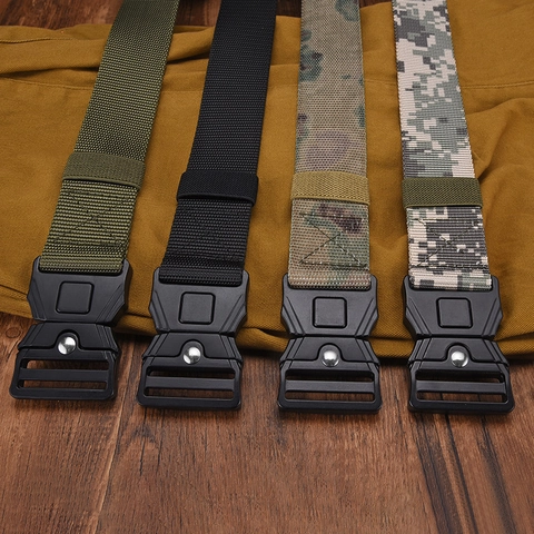 Outdoor Taktischer Gürtel Herren Damen Strapazierfähiges Segeltuch Gurtband Mit Schnellverschluss Legierung Schnalle Lässiger Utility Gürtel
