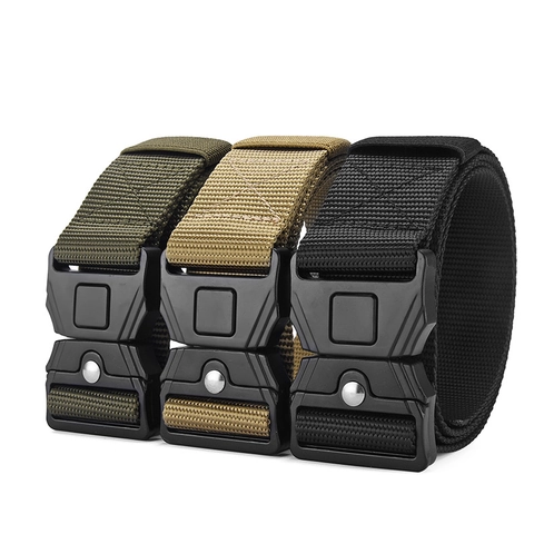 Outdoor Taktischer Gürtel Herren Damen Strapazierfähiges Segeltuch Gurtband Mit Schnellverschluss Legierung Schnalle Lässiger Utility Gürtel