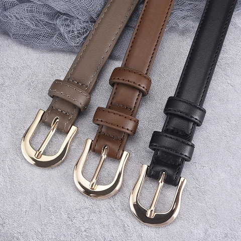 Cintura Sottile in Ecopelle da Donna Con Fibbia ad Ardiglione a Ferro di Cavallo Dorata Accessorio Moda Minimalista per Jeans e Pantaloni