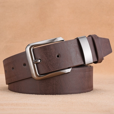 Cintura da Uomo in Pelle Artificiale Business Casual Con Fibbia in Lega Colore Caffè Vintage Minimalista Cintura da Uomo