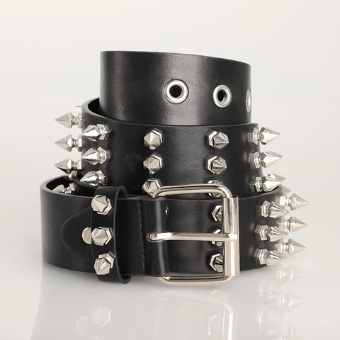 Punk Rock Nieten Gürtel Für Damen Herren Y2K Heavy Metal Stachel PU Leder Taillengürtel Goth Streetwear Mode Jeans Gürtel