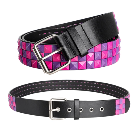 Cintura con Borchie a Piramide Punk Y2K Donna Uomo Pelle PU Fatta a Mano Rock Gothic Accessorio Vita Fibbia Argento Cinturino Decorativo