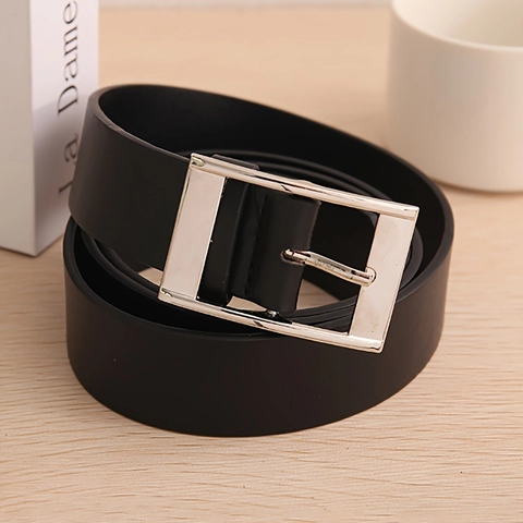 Men Minimalist Faux Leather Belt With Alloy Pin Buckle Classic Business Casual Waistband For Jeans Suit Daily Wear Accessory