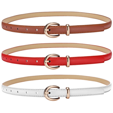 Cintura Sottile da Donna alla Moda in Ecopelle Smerigliata Stile Coreano Fibbia ad Ardiglione in Lega per Vestito Cintura Decorativa