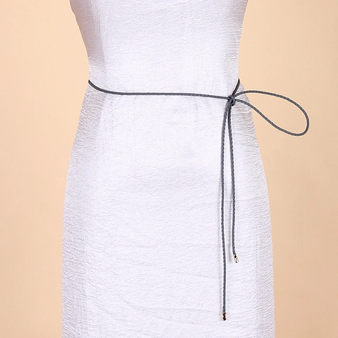 Corde de Taille en Cuir Artificiel Tressé Décontracté Coréen pour Femmes Ceinture Décorative à Nœuds Fine pour Robes Chaîne de Taille à Pompons
