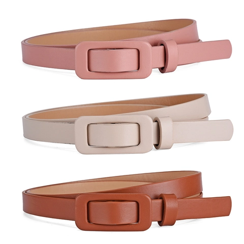 Cinturón Fino de Cuero Sintético para Mujer con Hebilla Rectangular Forrada para Vestidos Color Sólido Cinturón Delgado Accesorio