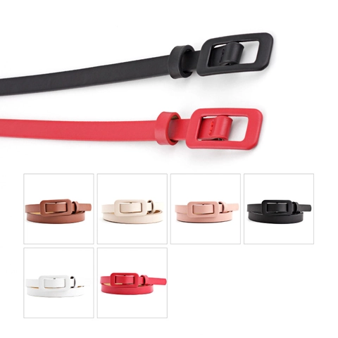 Cinturón Fino de Cuero Sintético para Mujer con Hebilla Rectangular Forrada para Vestidos Color Sólido Cinturón Delgado Accesorio