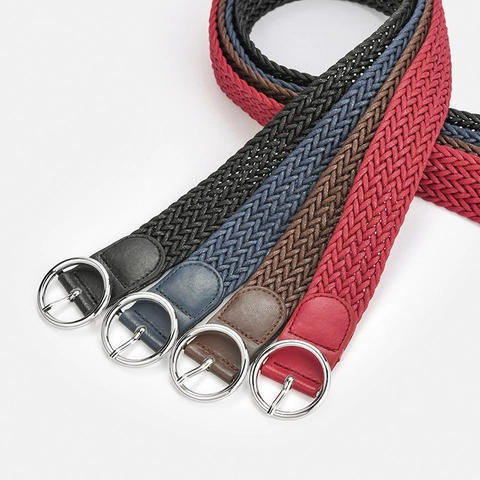 Ceinture Décontractée en Cordon Ciré Tressé pour Femmes Avec Boucle Ronde en Alliage Taille Élastique Minimaliste pour Robe