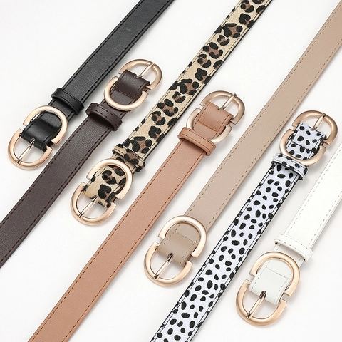 Dames Mode PU Leren Riem Met Gouden Dubbele D Metalen Gesp All-Match Decoratieve Taille Riem Voor Jeans Pakken