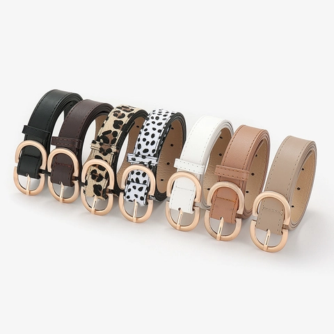 Dames Mode PU Leren Riem Met Gouden Dubbele D Metalen Gesp All-Match Decoratieve Taille Riem Voor Jeans Pakken