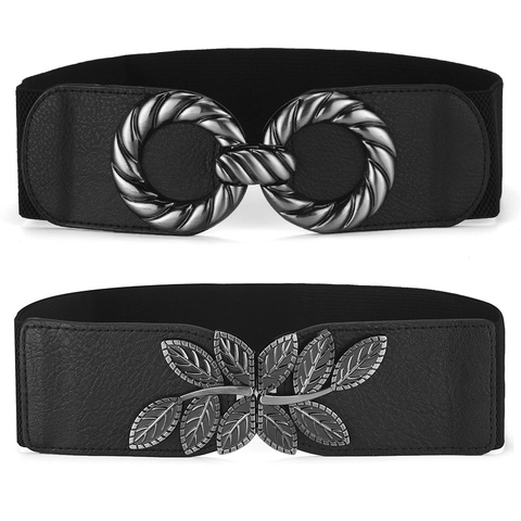 Vintage Damen Breiter Elastischer Korsettgürtel Retro Geschnitzte Schnalle Mode Geflochtener Taillengürtel Für Kleider Mäntel Schmuck Zubehör