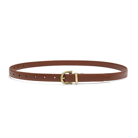 Cintura Sottile Vintage in Pelle PU per Donna Fibbia Dorata a Ferro di Cavallo Cintura Sottile per Jeans Abiti Retro Donna