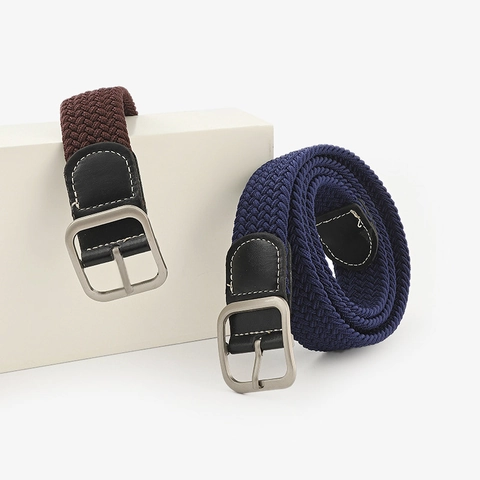 Cintura Elastica Intrecciata Unisex Per Uomo Donna Tela Elastica Cinturino Fibbia Quadrata In Lega Cintura Casual Intrecciata