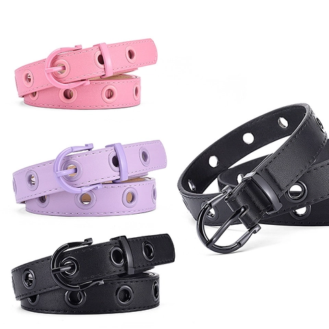 Damen Punk PU Leder Gürtel Metall Ösen Hohl Dekorative Dornschließe Taille Gurt Für Jeans Kleider Damen Mode Accessoire