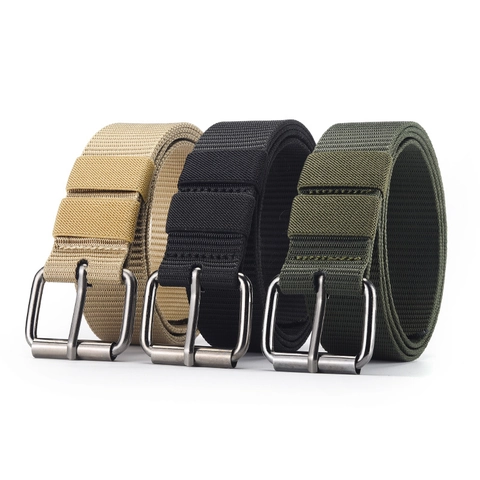 Hand-woven Canvas Belt For Men Women Casual Tactical Style Fashion Waistband With Iron Pin Buckle And Metal Eyelets Belt