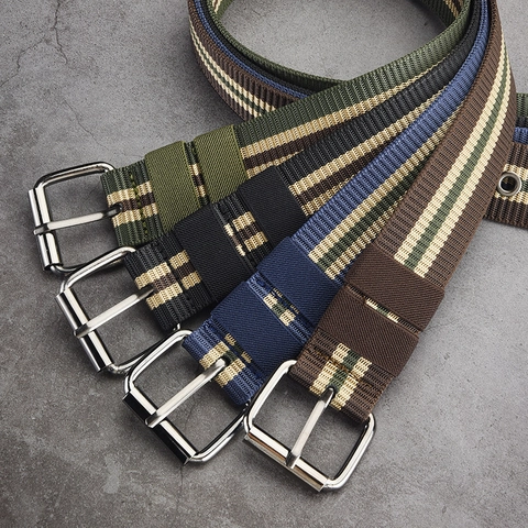 Hand-woven Canvas Belt For Men Women Casual Tactical Style Fashion Waistband With Iron Pin Buckle And Metal Eyelets Belt