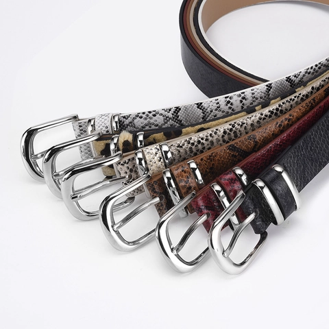 Cintura da Donna Vintage con Stampa Serpente Leopardo in Pelle PU Fibbia in Lega Stile Folk Cintura Decorativa alla Moda per Donna