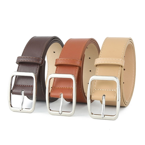 Ceinture Minimaliste en Simili Cuir Unisexe Avec Boucle Carrée en Alliage Finition Mate Ceinture Versatile pour Jeans Homme Femme
