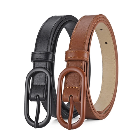 Women Slim PU Leather Belt With Oval Pin Buckle Fashionable Macaron Colors Waistband For Dresses Jeans Casual Accessories
