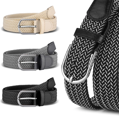 Elastic Braided Belt For Men Women Alloy Pin Buckle Stretch Woven Waist Strap Casual Versatile Fashion Jean Pants Belt