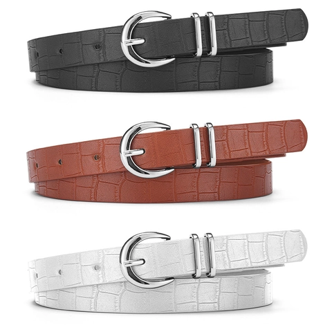 Bohemian Krokodillenpatroon PU Leren Riem Voor Dames Mode Glanzende Smalle Heupriem Zilveren Metalen Doornsluiting Accessoire