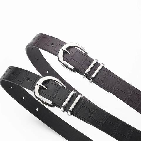 Bohemian Krokodillenpatroon PU Leren Riem Voor Dames Mode Glanzende Smalle Heupriem Zilveren Metalen Doornsluiting Accessoire