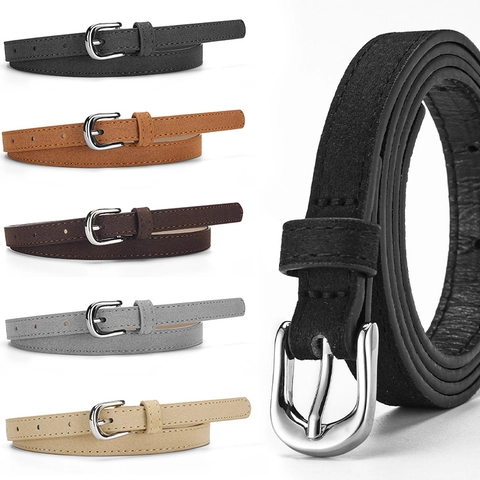 Women's Minimalist Slim PU Leather Belt With Alloy Pin Buckle Adjustable Thin Waistband For Jeans Dresses Fashion Accessory