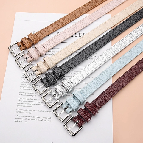 Women Fashion PU Leather Crocodile Pattern Belt Elegant Business Casual Pin Buckle Waist Belt