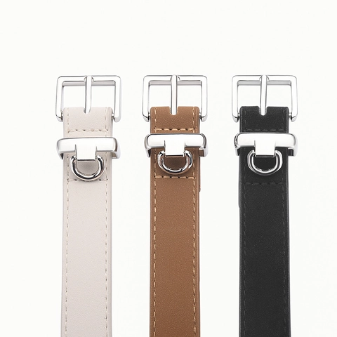 Cintura Sottile in Ecopelle Minimalista per Donna Con Fibbia Quadrata in Argento E Cinturino Casuale Con Stampa Leopardata Anello a D