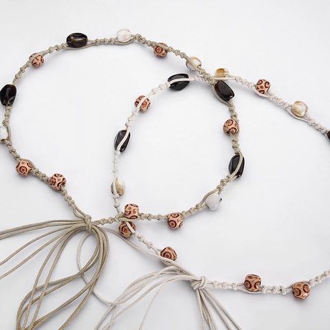 Bohemian Ethnic Woven Waist Chain For Women Retro Beaded Slim Waist Rope For Dress Handmade Linen Braided Belt Accessory