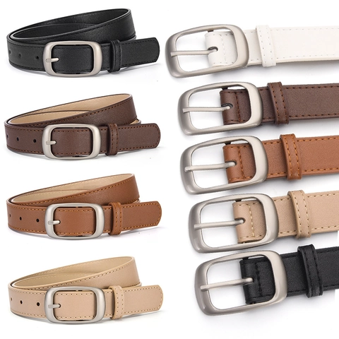 Damen PU Ledergürtel Vintage Minimalistisch Legierung Dornschließe Hüftgürtel Für Jeans Einfarbig Retro Dekorativer Gürtel