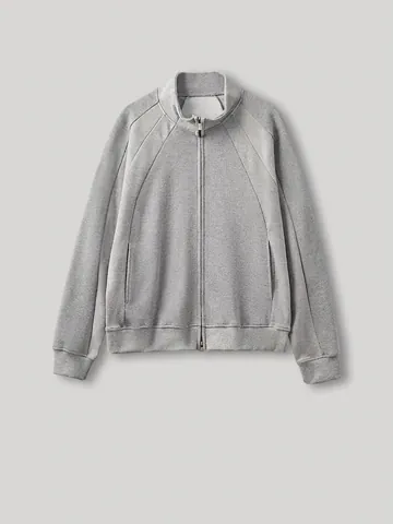 Men Casual Sporty Zip Up Stand Collar Sweatshirt Jacket Cotton Blend Splicing Solid Color Long Sleeve Loose Outerwear Top