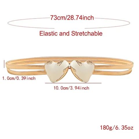 Catena in Metallo Elastica da Donna Cintura a Molla Oro con Fibbia a Cuore per Abiti Accessorio Decorativo Elegante