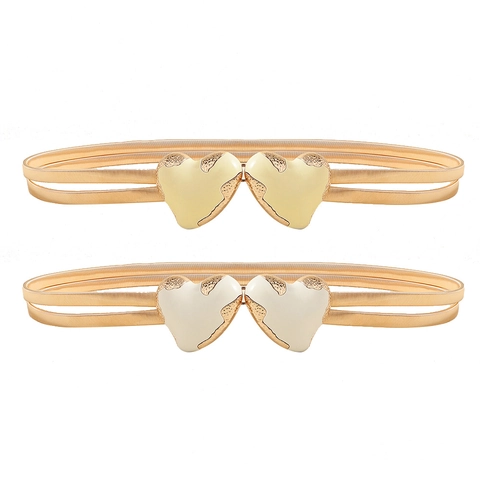 Catena in Metallo Elastica da Donna Cintura a Molla Oro con Fibbia a Cuore per Abiti Accessorio Decorativo Elegante