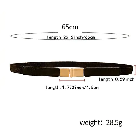 Ceinture Élastique Mince pour Femmes Style Mori Boucle en Alliage Doré Couleur Unie Ceinture Extensible pour Robe Pull Accessoires