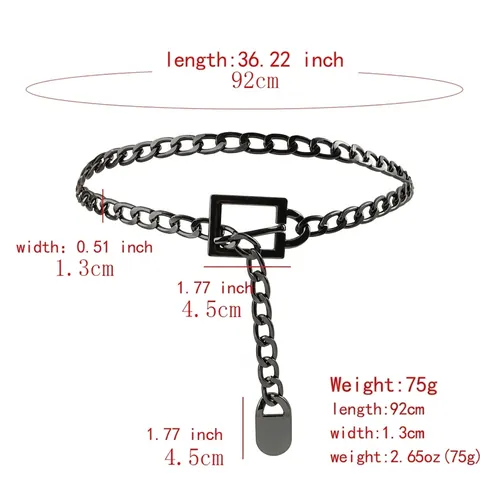 Minimalist Punk Style Alloy Metal Chain Belt For Women Thin Waist Chain Electroplated Jeans Dress Accessory Body Jewelry