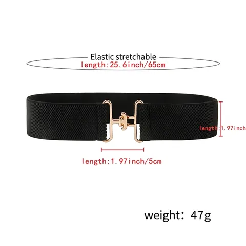 Damen Mode Elastischer Breiter Gürtel Hohe Taille Mieder Mit Gold Legierung Schnalle Vielseitiges Accessoire Für Kleid Anzug Mantel