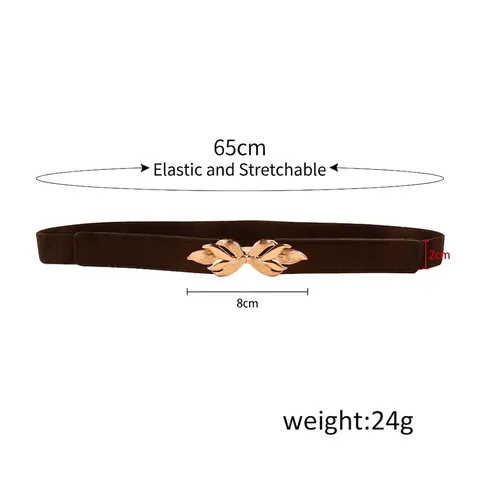 Cintura Sottile Elastica da Donna Con Elegante Fibbia a Foglia Dorata Cintura Decorativa Versatile per Abiti e Giacche