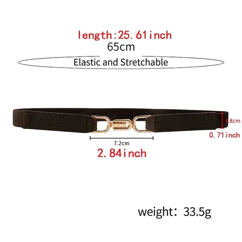 Ceinture Élastique Étroite pour Femmes Avec Boucle à Crochet Dorée Simple Pour Robe Chemise Accessoire de Mode