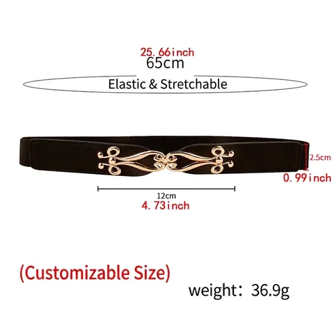 Cintura Elastica da Donna in Lega con Fibbia Dorata Traforata Cintura Sottile Versatile per Abiti e Cappotti Accessori