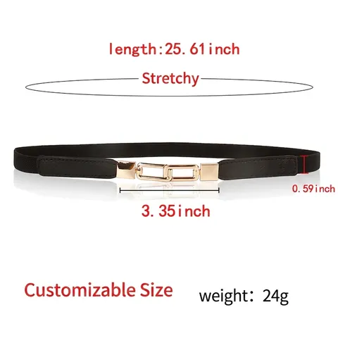 Ceinture Fine Élastique pour Femmes Mode Boucle en Alliage Géométrique Ceinture de Taille Extensible pour Robes Chemises
