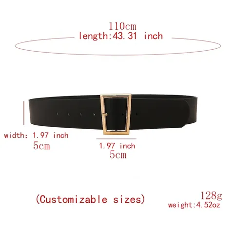Cintura Larga da Donna in Pelle PU Con Fibbia Quadrata in Lega Dorata Elegante Cintura a Corsetto per Abiti Cappotti Gonne